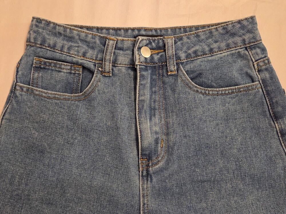 PrettyLittleThing Bow Wide Leg Jeans Size 0 Y2K Coquette - Picture 3 of 11